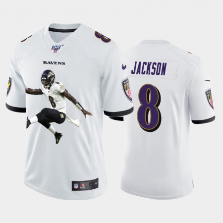 Baltimore Ravens #8 Lamar Jackson Nike Team Hero 3 Vapor Limited NFL 100 Jersey White