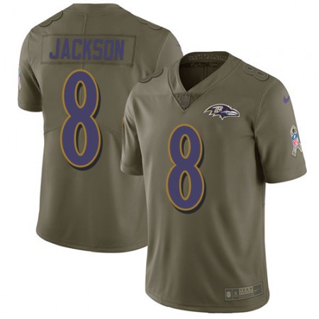 Nike Ravens #8 Lamar Jackson Olive Men's Stitched NFL Limited 2017 Salute To Service Jersey