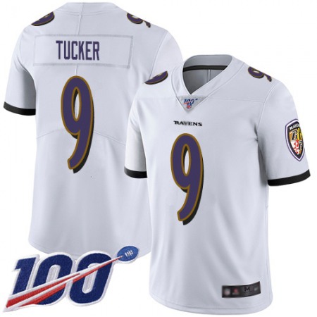 Nike Ravens #9 Justin Tucker White Men's Stitched NFL 100th Season Vapor Limited Jersey