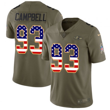 Nike Ravens #93 Calais Campbell Olive/USA Flag Men's Stitched NFL Limited 2017 Salute To Service Jersey