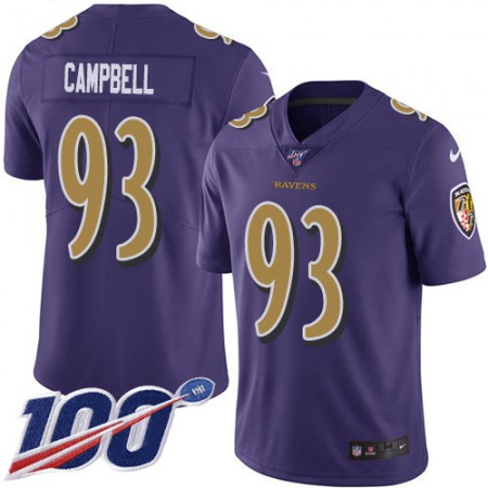 Nike Ravens #93 Calais Campbell Purple Men's Stitched NFL Limited Rush 100th Season Jersey