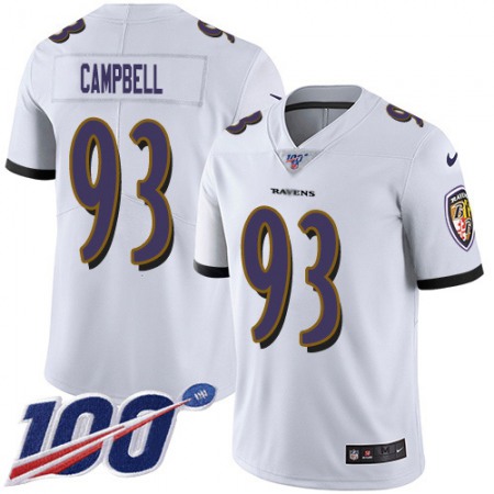 Nike Ravens #93 Calais Campbell White Men's Stitched NFL 100th Season Vapor Untouchable Limited Jersey