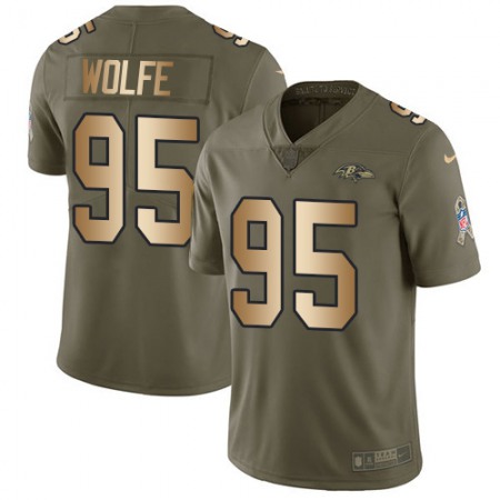 Nike Ravens #95 Derek Wolfe Olive/Gold Men's Stitched NFL Limited 2017 Salute To Service Jersey