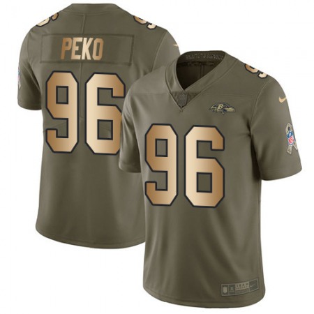 Nike Ravens #96 Domata Peko Sr Olive/Gold Men's Stitched NFL Limited 2017 Salute To Service Jersey