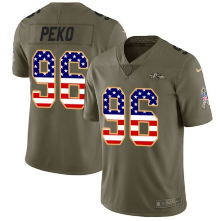 Nike Ravens #96 Domata Peko Sr Olive/USA Flag Men's Stitched NFL Limited 2017 Salute To Service Jersey