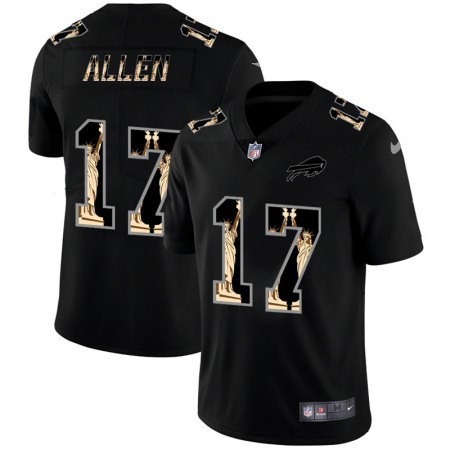 Buffalo Bills #17 Josh Allen Carbon Black Vapor Statue Of Liberty Limited NFL Jersey