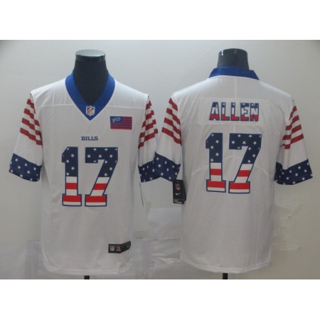 Buffalo Bills #17 Josh Allen White Men's Nike Team Logo USA Flag Vapor Untouchable Limited NFL Jersey