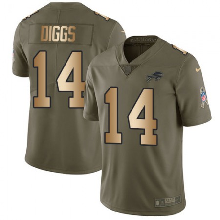 Nike Bills #14 Stefon Diggs Olive/Gold Men's Stitched NFL Limited 2017 Salute To Service Jersey