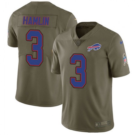 Nike Bills #3 Damar Hamlin Olive Men's Stitched NFL Limited 2017 Salute To Service Jersey