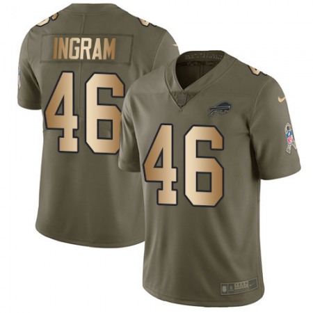 Nike Bills #46 Ja'Marcus Ingram Olive/Gold Men's Stitched NFL Limited 2017 Salute To Service Jersey