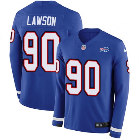 Nike Bills #90 Shaq Lawson Royal Blue Team Color Men's Stitched NFL Limited Therma Long Sleeve Jersey