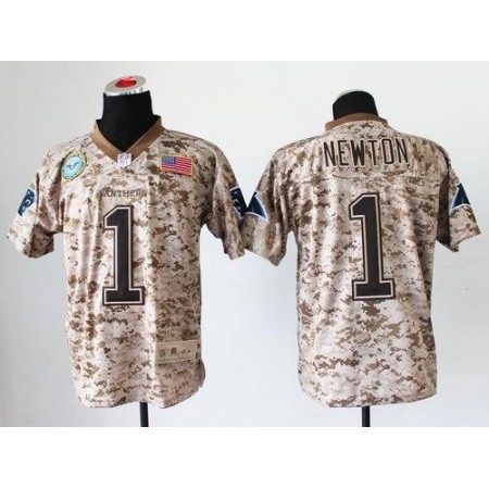 Nike Panthers #1 Cam Newton Camo Men's Stitched NFL New Elite USMC Jersey