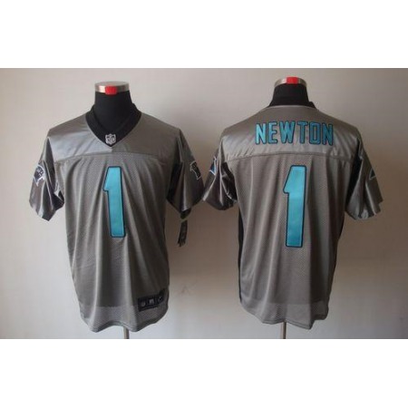 Nike Panthers #1 Cam Newton Grey Shadow Men's Stitched NFL Elite Jersey