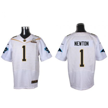 Nike Panthers #1 Cam Newton White 2016 Pro Bowl Men's Stitched NFL Elite Jersey