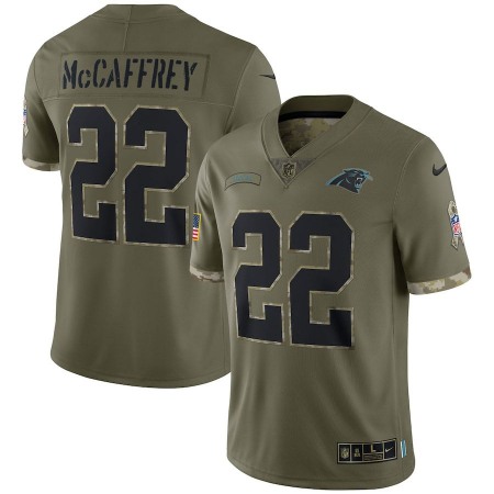 Carolina Panthers #22 Christian McCaffrey Nike Men's 2022 Salute To Service Limited Jersey - Olive