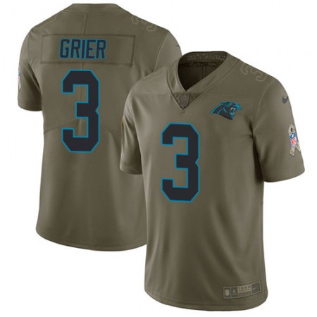 Nike Panthers #3 Will Grier Olive Men's Stitched NFL Limited 2017 Salute To Service Jersey