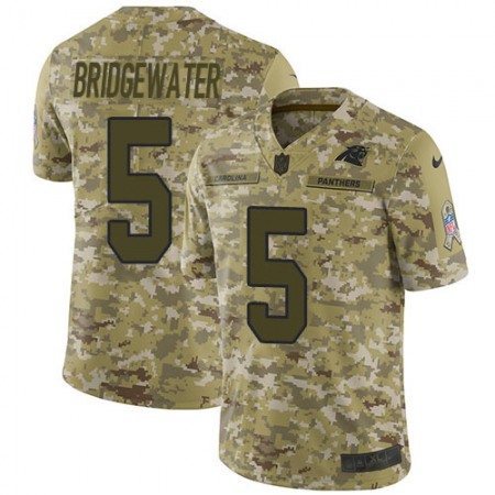 Nike Panthers #5 Teddy Bridgewater Camo Men's Stitched NFL Limited 2018 Salute To Service Jersey