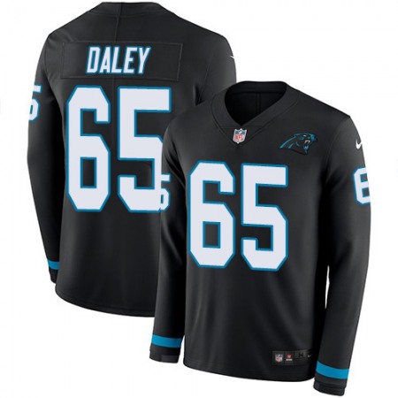 Nike Panthers #65 Dennis Daley Black Team Color Men's Stitched NFL Limited Therma Long Sleeve Jersey