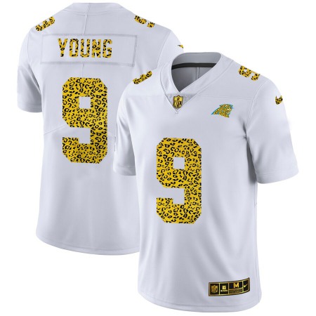 Carolina Panthers #9 Bryce Young Men's Nike Flocked Leopard Print Vapor Limited NFL Jersey White