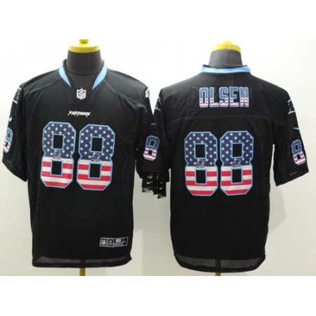 Nike Panthers #88 Greg Olsen Black Men's Stitched NFL Elite USA Flag Fashion Jersey