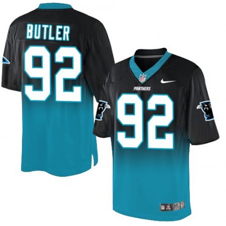 Nike Panthers #92 Vernon Butler Black/Blue Men's Stitched NFL Elite Fadeaway Fashion Jersey