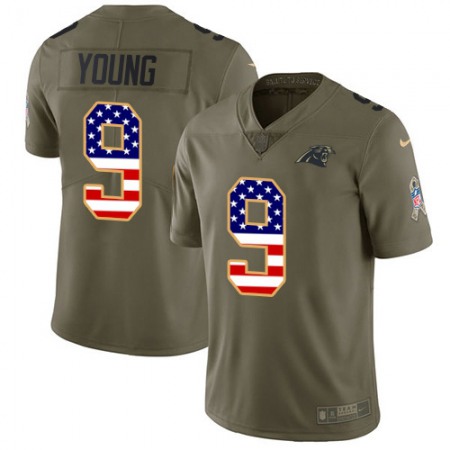 Nike Panthers #9 Bryce Young Olive/USA Flag Men's Stitched NFL Limited 2017 Salute To Service Jersey