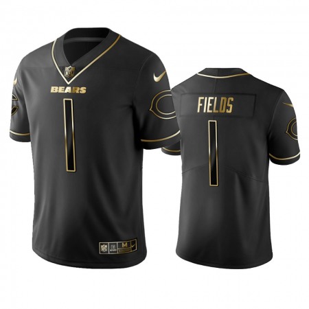 Chicago Bears #1 Justin Fields Men's Nike Black Golden Limited NFL 100 Jersey