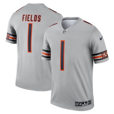 Chicago Bears #1 Justin Fields Nike Men's Silver Inverted Legend Jersey