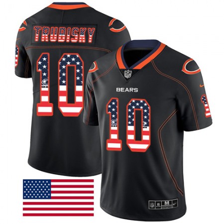 Nike Bears #10 Mitchell Trubisky Black Men's Stitched NFL Limited Rush USA Flag Jersey