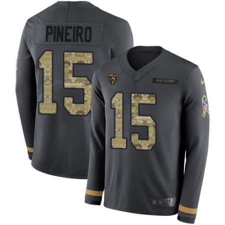 Nike Bears #15 Eddy Pineiro Anthracite Salute to Service Men's Stitched NFL Limited Therma Long Sleeve Jersey