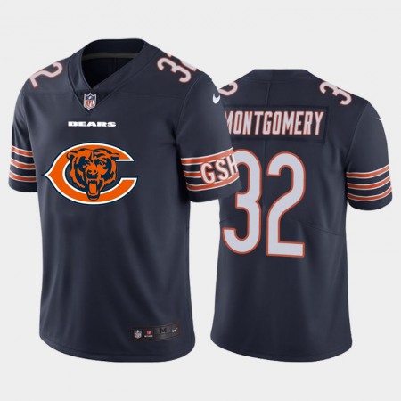 Chicago Bears #32 David Montgomery Navy Blue Men's Nike Big Team Logo Vapor Limited NFL Jersey