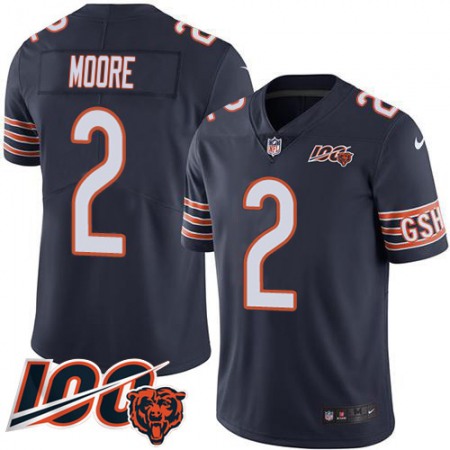 Nike Bears #2 D.J. Moore Navy Blue Team Color Men's Stitched NFL 100th Season Vapor Limited Jersey