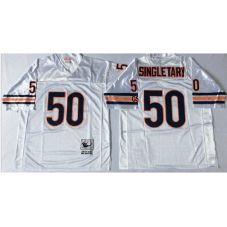 Mitchell&Ness Bears #50 Mike Singletary White Small No. Throwback Stitched NFL Jersey