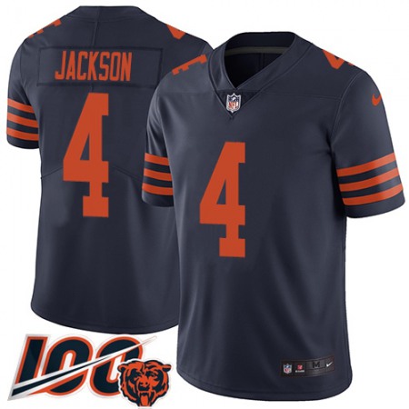 Nike Bears #4 Eddie Jackson Navy Blue Alternate Men's Stitched NFL 100th Season Vapor Limited Jersey