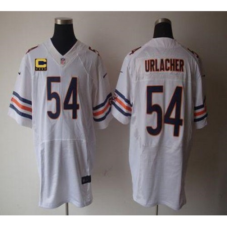 Nike Bears #54 Brian Urlacher White With C Patch Men's Stitched NFL Elite Jersey