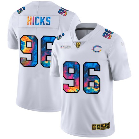 Chicago Bears #96 Akiem Hicks Men's White Nike Multi-Color 2020 NFL Crucial Catch Limited NFL Jersey