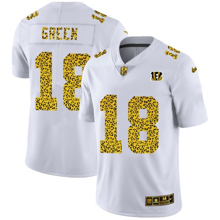 Cincinnati Bengals #18 A.J. Green Men's Nike Flocked Leopard Print Vapor Limited NFL Jersey White