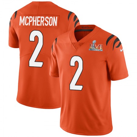 Cincinnati Bengals ##2 Evan McPherson Orange Super Bowl LVI Patch Men's Nike Alternate Vapor Limited Jersey