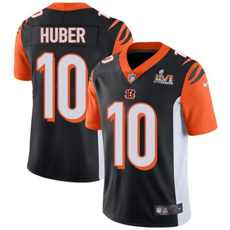 Nike Bengals #10 Kevin Huber Black Team Color Super Bowl LVI Patch Men's Stitched NFL Vapor Untouchable Limited Jersey