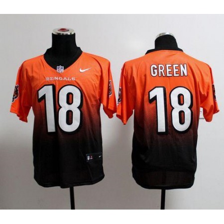 Nike Bengals #18 A.J. Green Orange/Black Men's Stitched NFL Elite Fadeaway Fashion Jersey