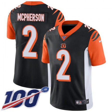 Nike Bengals #2 Evan McPherson Black Team Color Men's Stitched NFL 100th Season Vapor Untouchable Limited Jersey