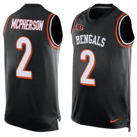 Nike Bengals #2 Evan McPherson Black Team Color Men's Stitched NFL Limited Tank Top Jersey