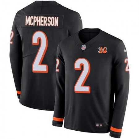 Nike Bengals #2 Evan McPherson Black Team Color Men's Stitched NFL Limited Therma Long Sleeve Jersey