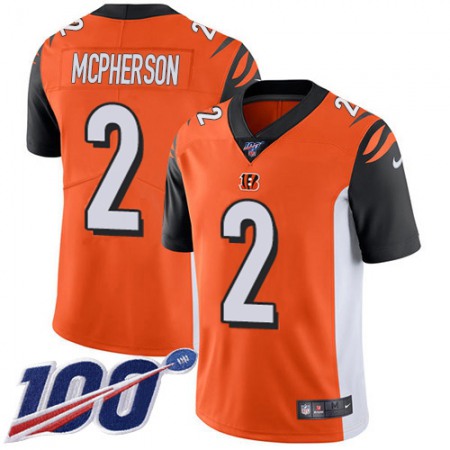 Nike Bengals #2 Evan McPherson Orange Alternate Men's Stitched NFL 100th Season Vapor Untouchable Limited Jersey