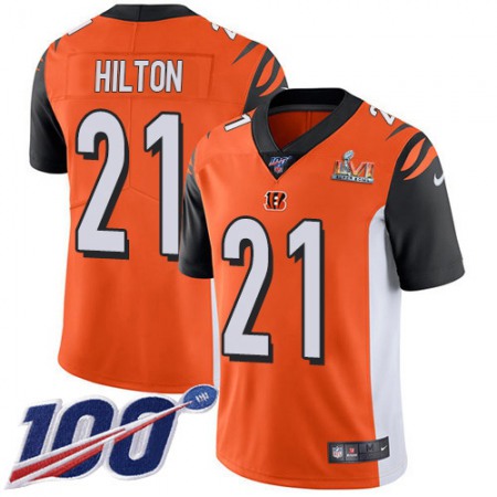 Nike Bengals #21 Mike Hilton Orange Super Bowl LVI Patch Alternate Men's Stitched NFL 100th Season Vapor Untouchable Limited Jersey