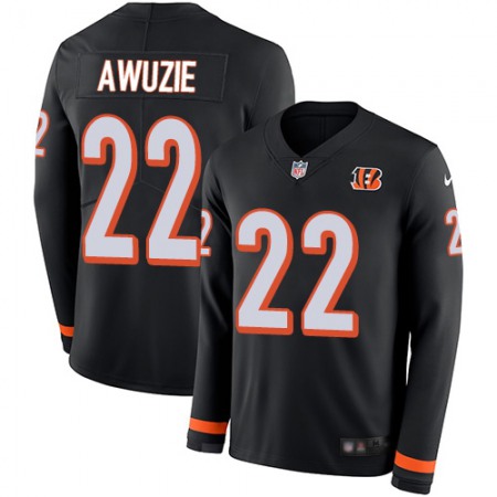 Nike Bengals #22 Chidobe Awuzie Black Team Color Men's Stitched NFL Limited Therma Long Sleeve Jersey