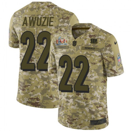 Nike Bengals #22 Chidobe Awuzie Camo Super Bowl LVI Patch Men's Stitched NFL Limited 2018 Salute To Service Jersey