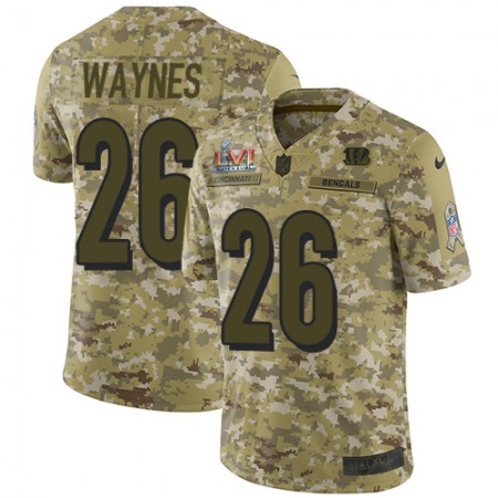 Nike Bengals #26 Trae Waynes Camo Super Bowl LVI Patch Men's Stitched NFL Limited 2018 Salute To Service Jersey