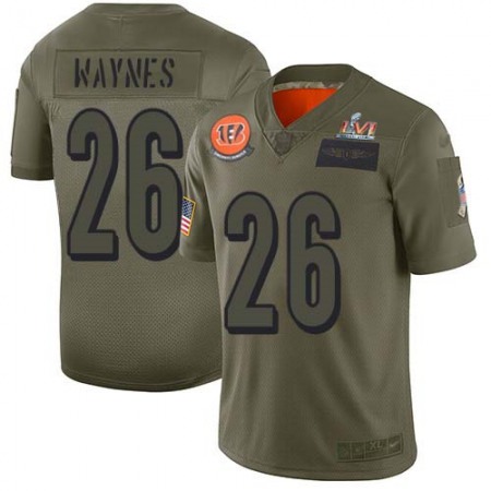 Nike Bengals #26 Trae Waynes Chase Camo Super Bowl LVI Patch Men's Stitched NFL Limited 2019 Salute To Service Jersey