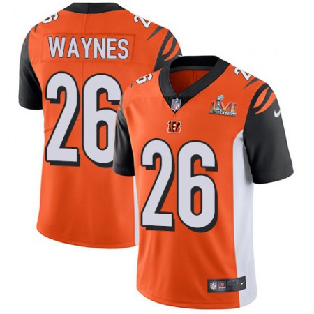 Nike Bengals #26 Trae Waynes Orange Alternate Super Bowl LVI Patch Men's Stitched NFL Vapor Untouchable Limited Jersey